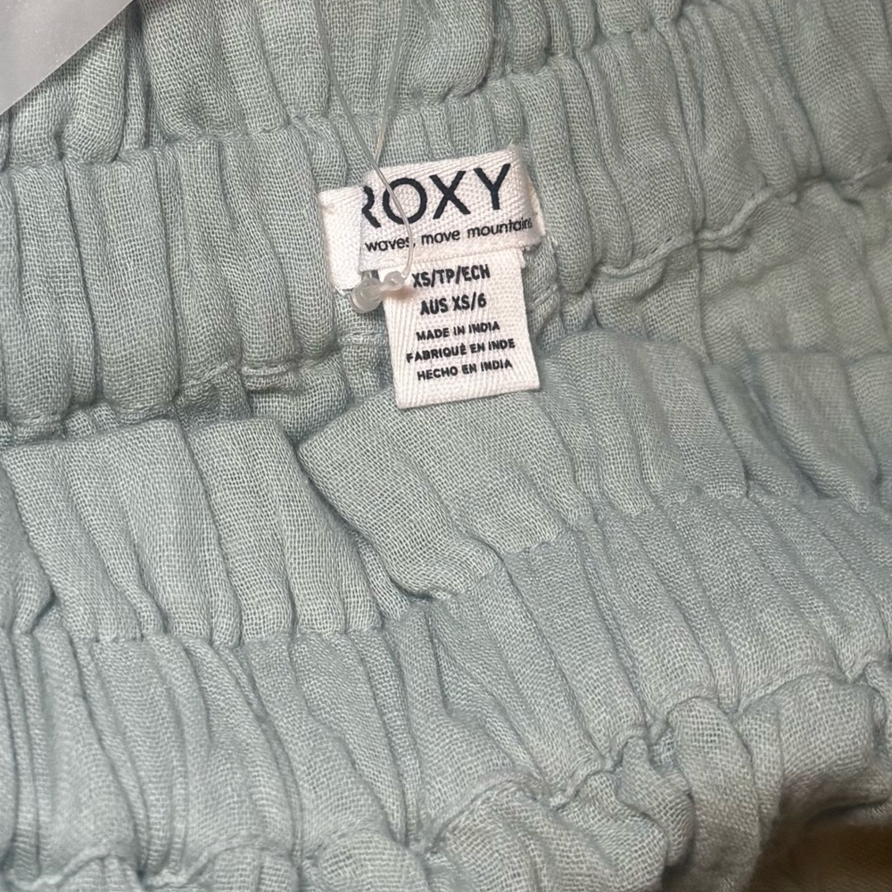 Roxy NWT “What A Vibe” XS Sage Green Gauze High Rise Shorts Beach Boho Summer - Picture 5 of 5